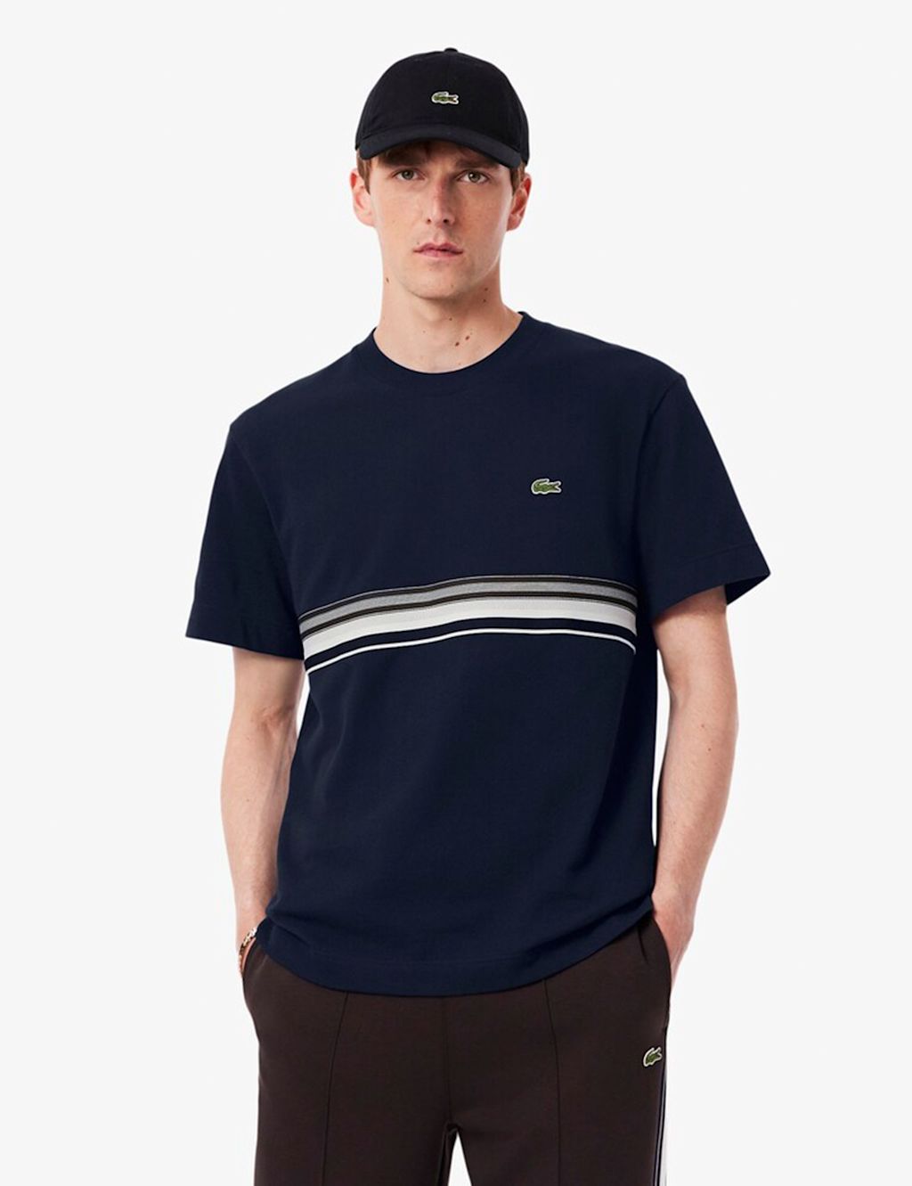 Lacoste Pure Cotton Striped T-Shirt - XXL - Navy, Navy
