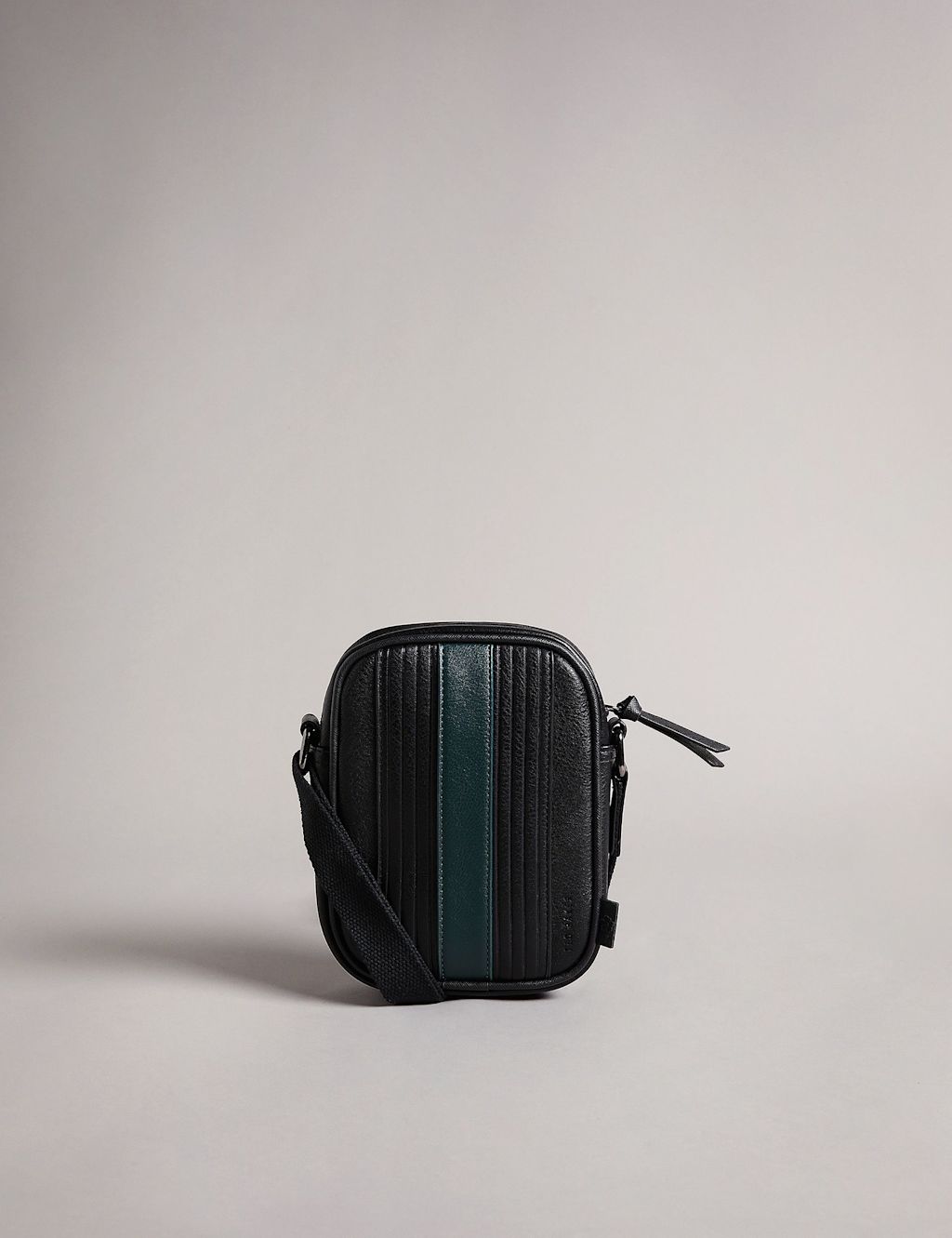 Ted Baker Striped Messenger Bag - Black, Black
