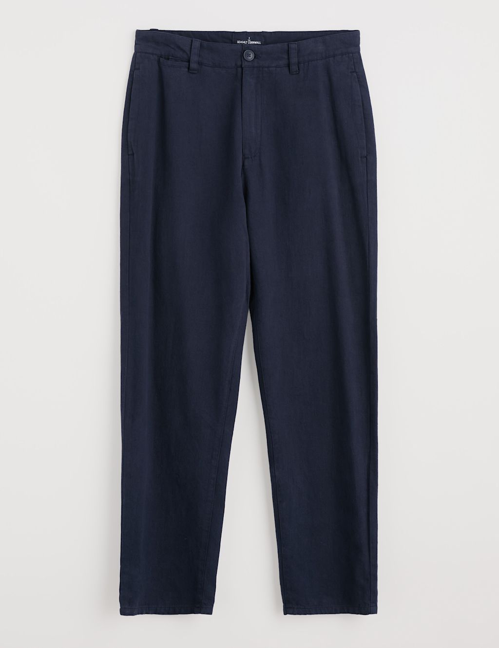 Seasalt Cornwall Slim Fit Linen Blend Trousers - 32 - Navy, Navy