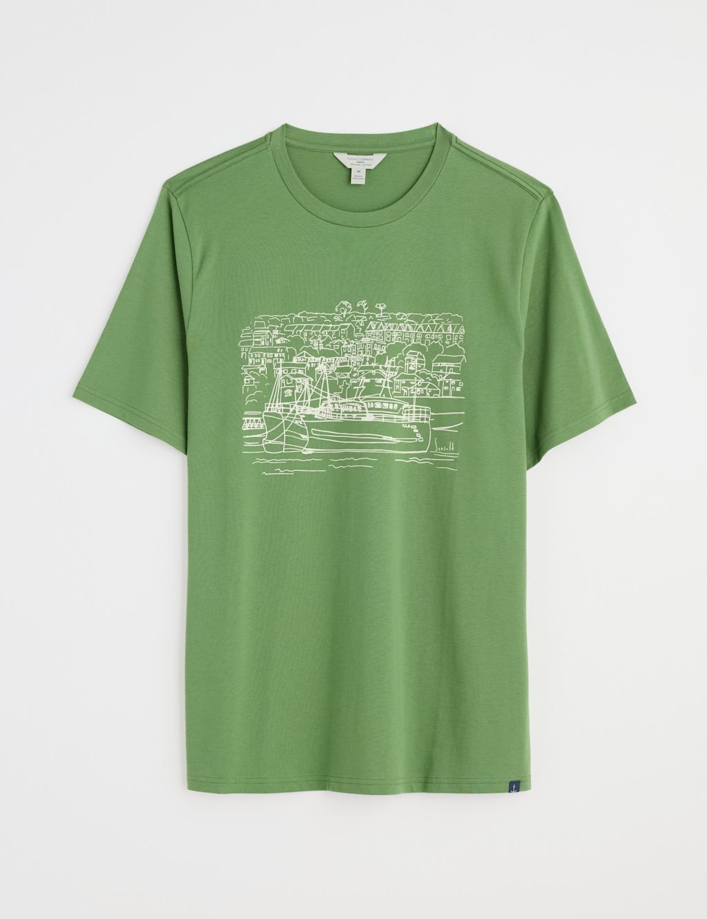 Seasalt Cornwall Pure Cotton Boat Print T-Shirt - Green Mix, Green Mix