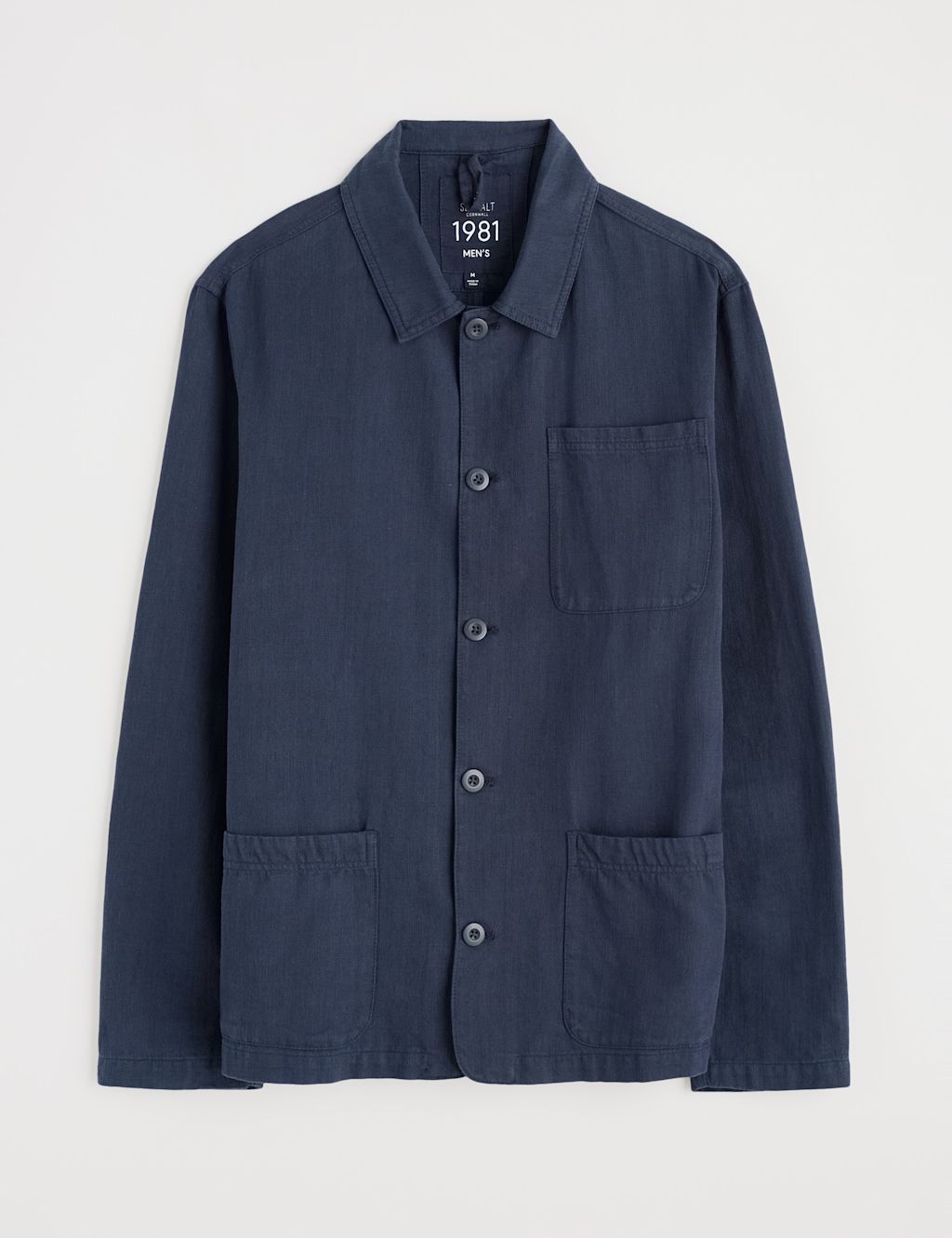 Seasalt Cornwall Linen Blend Utility Overshirt - M - Navy, Navy