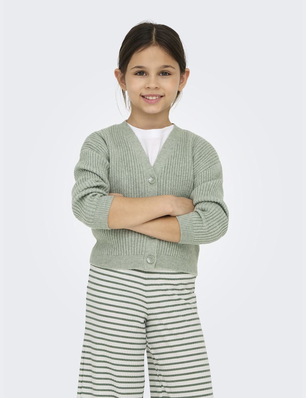 Kids Only Knitted Ribbed Cardigan (7-14 Yrs) - 11-12 - Green, Green