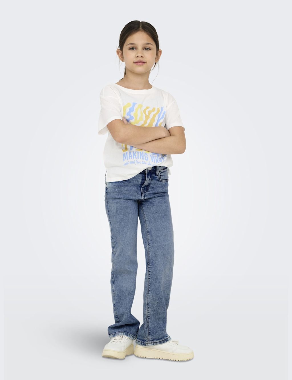 Kids Only Relaxed Denim Flared Jeans (8-14 Yrs) - 10y - Blue Denim, Blue Denim