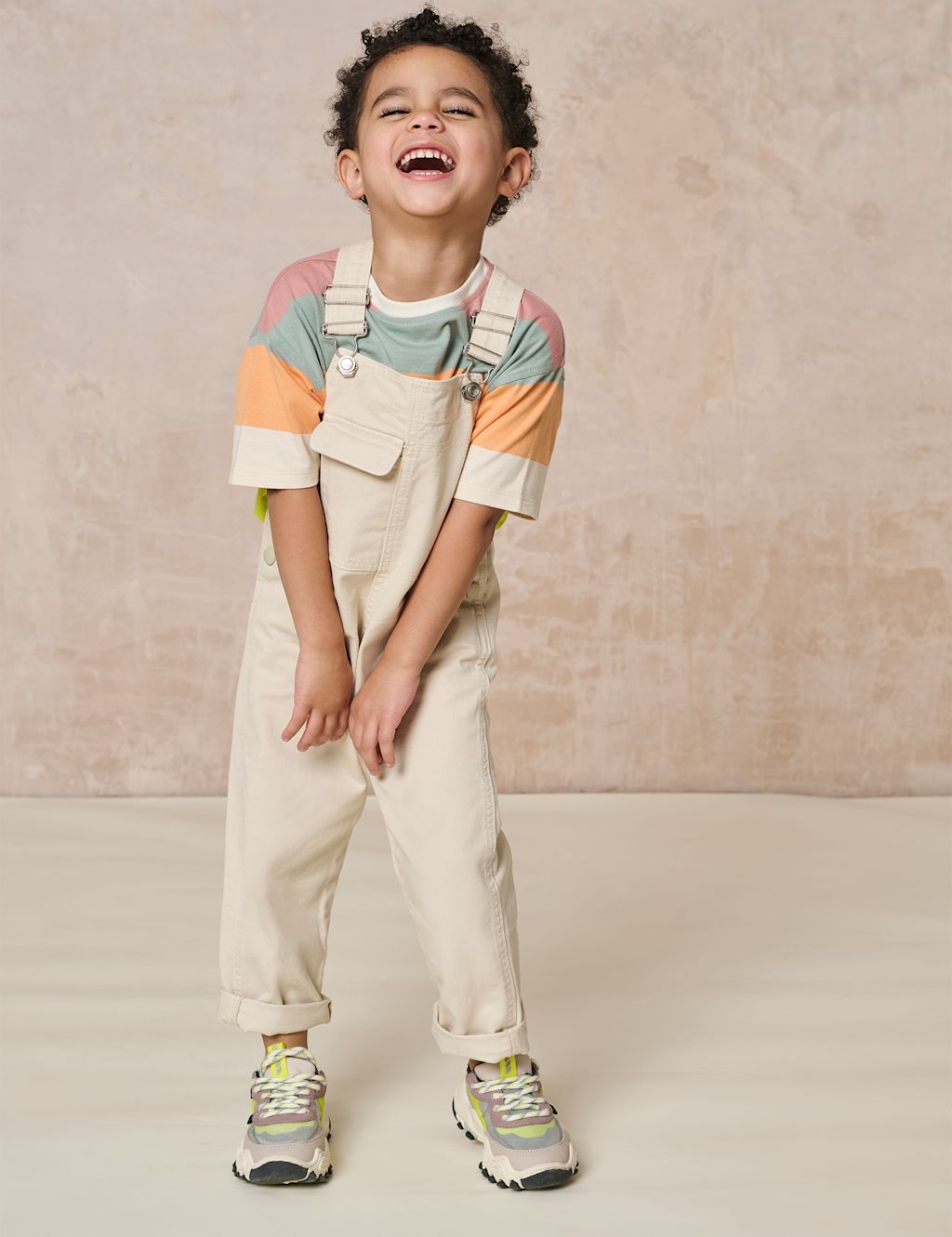 GEN Pure Cotton Dungarees (2-8 Yrs) - 3-4 Y - Stone, Stone
