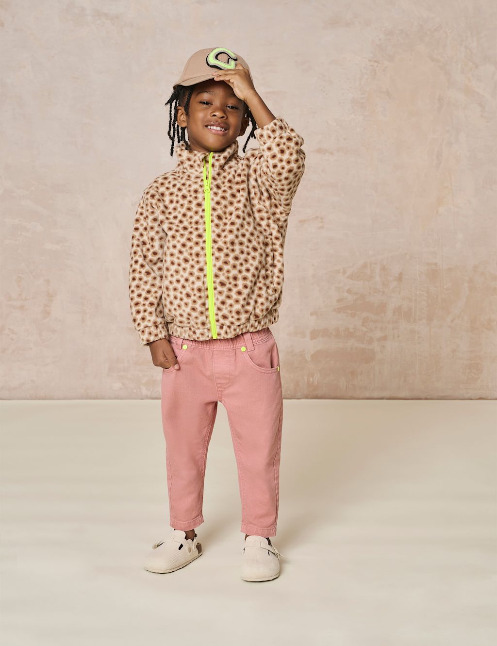 GEN Fleece Printed Hooded Jacket (2-8 Yrs) - 6-7 Y - Brown Mix, Brown Mix