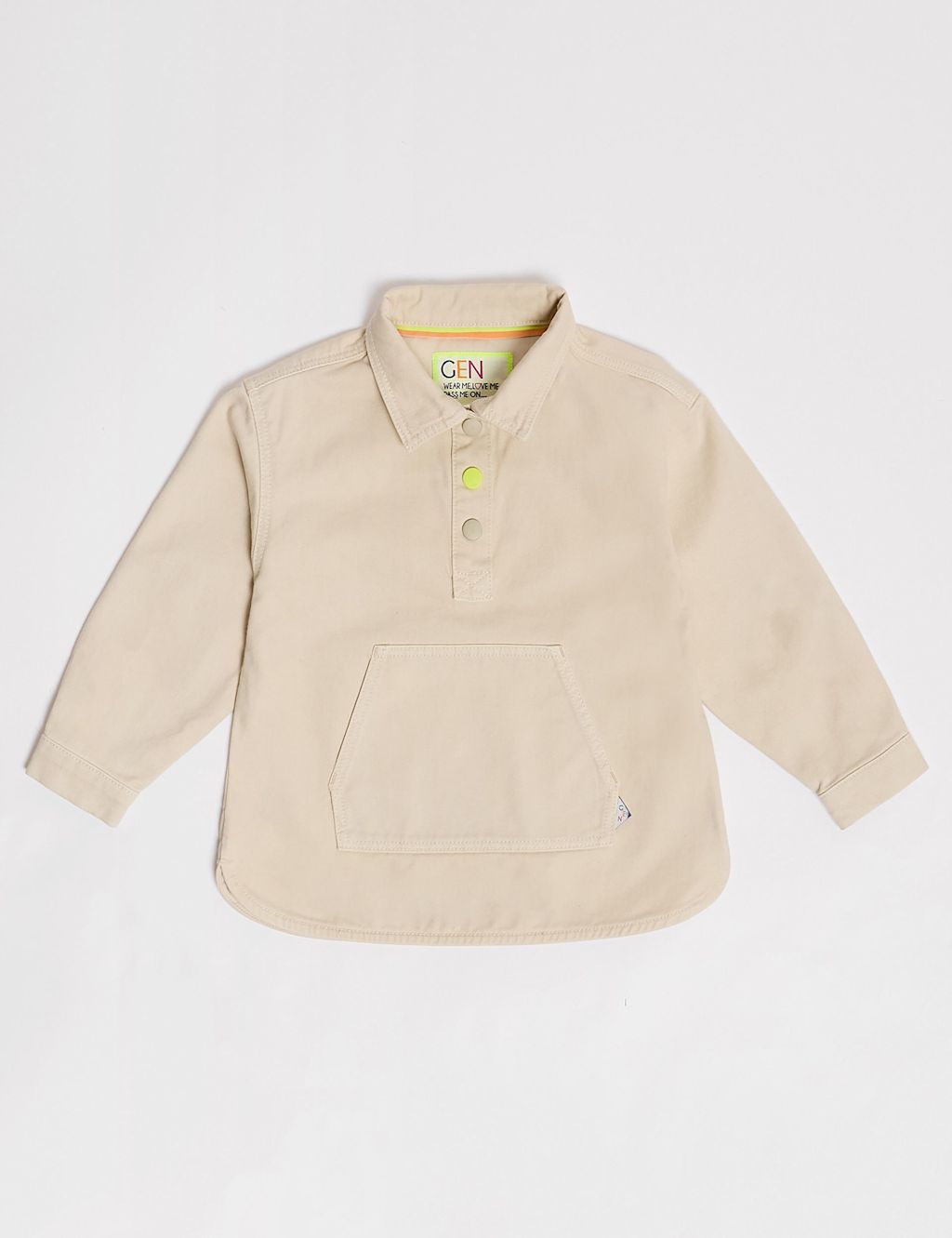 GEN Pure Cotton Popover Shirt (2-8 Yrs) - 2-3 Y - Stone, Stone