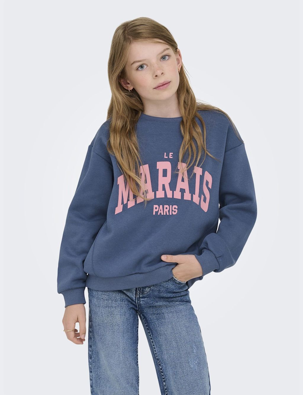 Kids Only Pure Cotton Le Marais Slogan Sweatshirt (9-14 Yrs) - 13-14 - Blue Mix, Blue Mix