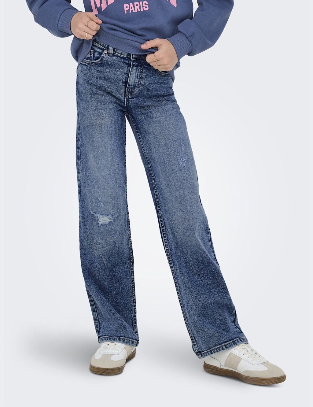 Kids Only Cotton Rich Wide Leg Jeans (8-14 Yrs) - 13y - Blue Denim, Blue Denim