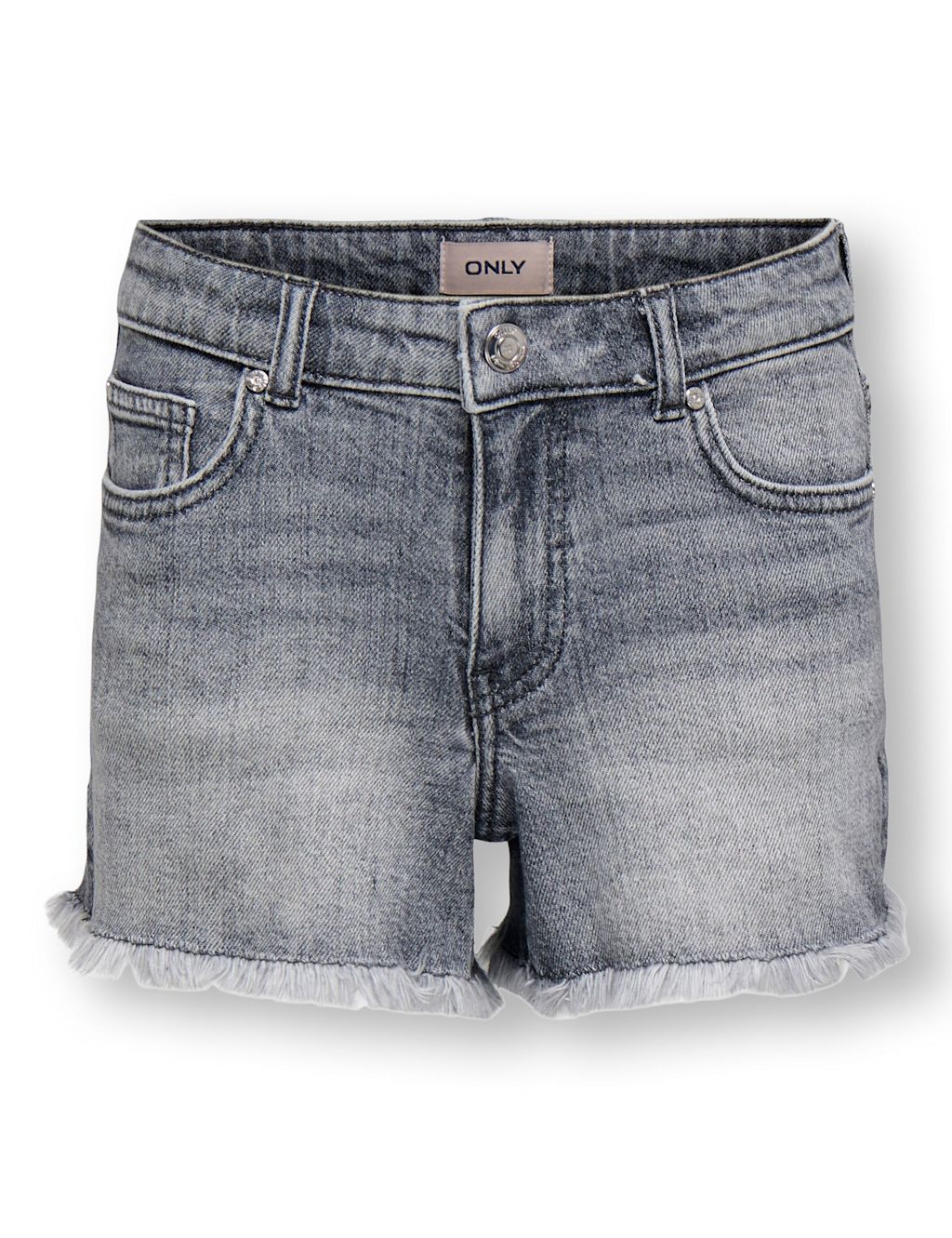 Kids Only Denim Frayed Hem Shorts (8-14 Yrs) - 14 Years - Medium Grey, Medium Grey