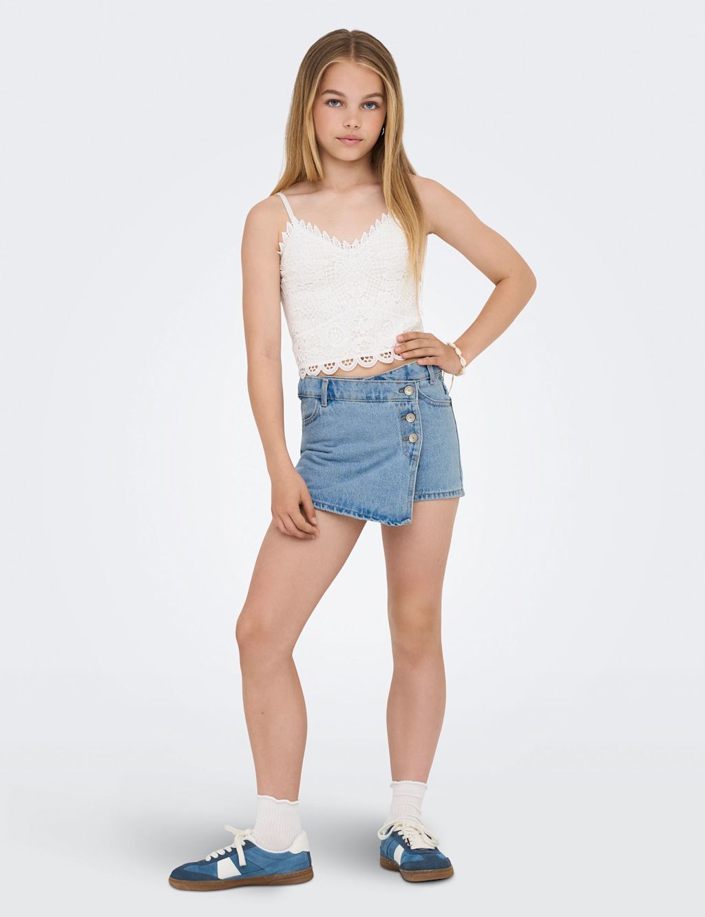 Kids Only Denim Skort (8-14 Yrs) - 10 Years - Light Blue, Light Blue