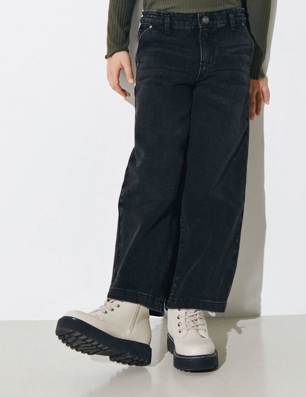 Kids Only Denim Wide Leg Jeans (8-14 Yrs) - 10 Years - Black, Black