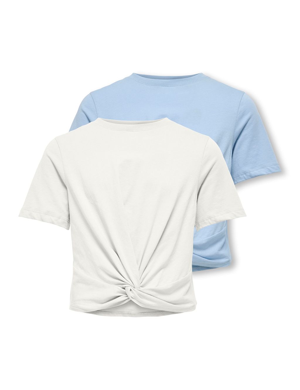 Kids Only 2 Pack Pure Cotton Knot Hem T-Shirts (7-14 Yrs) - 7-8 Years - Light Blue, Light Blue