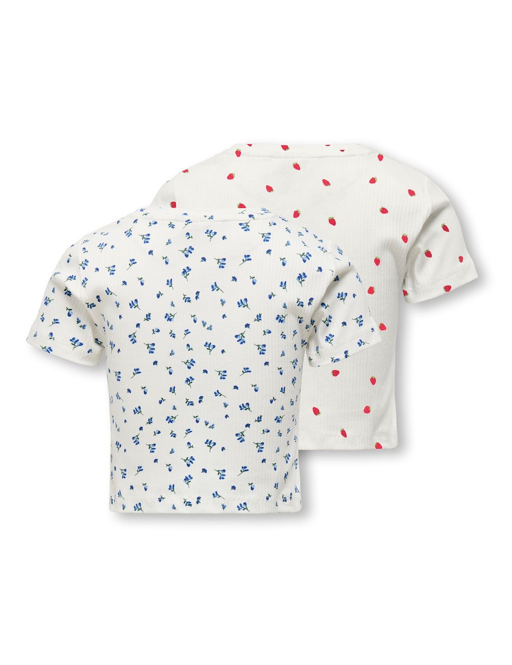 Kids Only 2 Pack Cotton Rich Patterned Tops (7-14 Yrs) - 11-12 Years - White Mix, White Mix