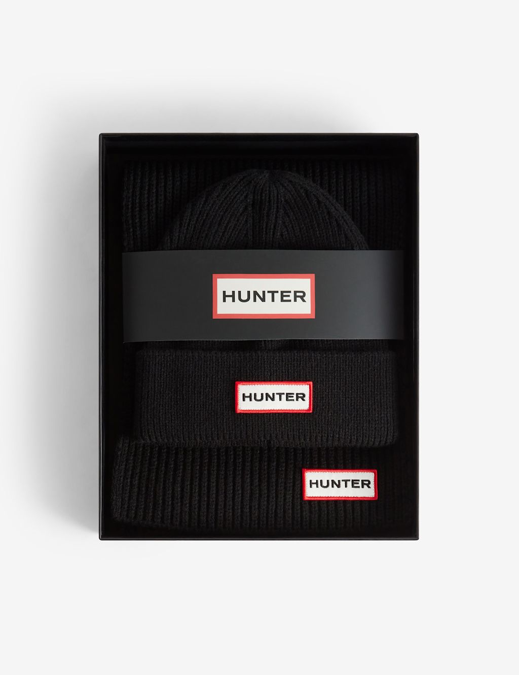 Hunter Jura Beanie Hat & Scarf Gift Set - 1SIZE - Black, Black