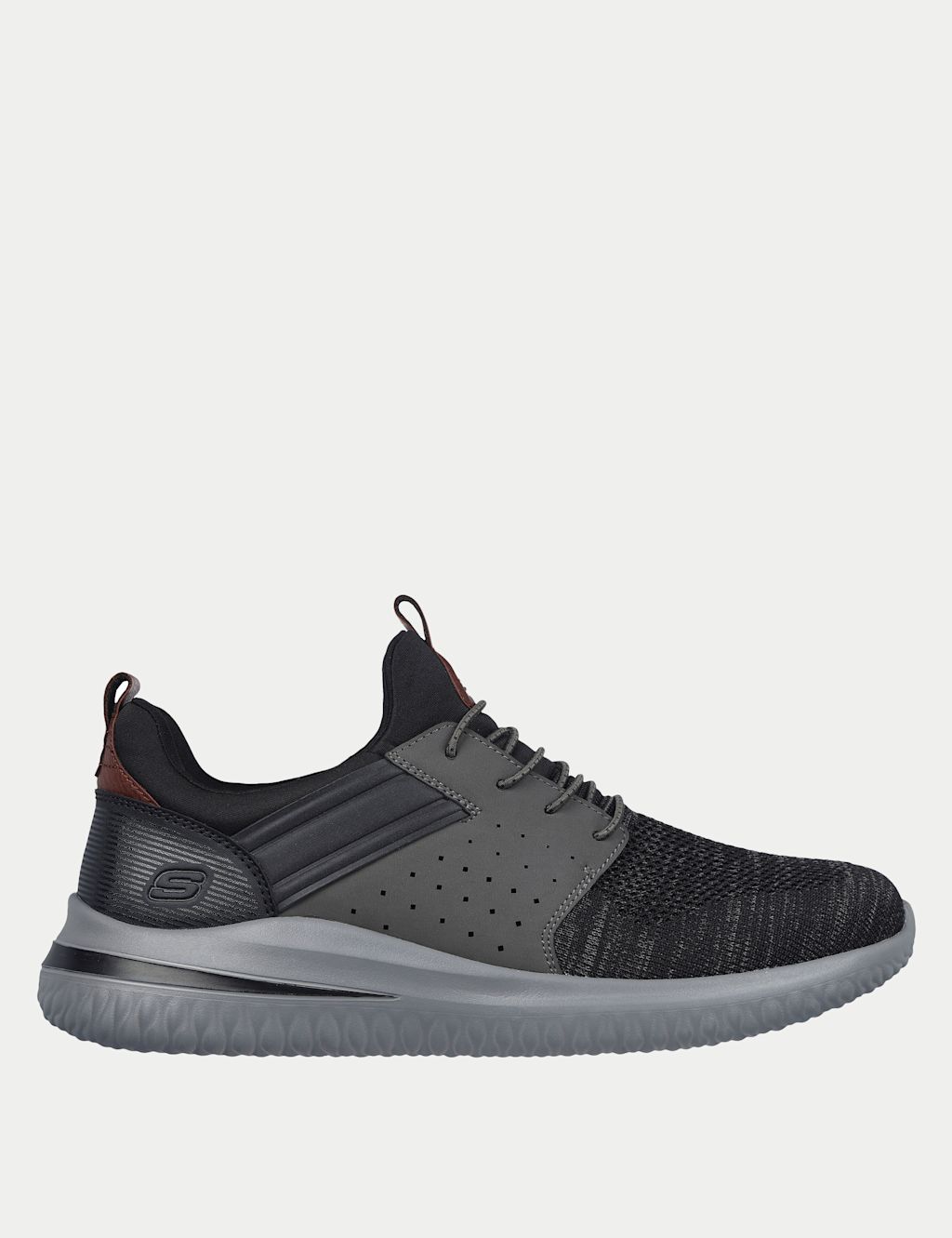 Skechers Delson 3.0 Cicada Slip-On Trainers - 7 - Black/Grey, Black/Grey