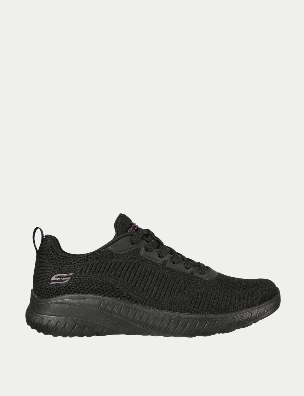 Skechers Bobs Squad Chaos Face Off Lace Up Trainers - 3 - Black, Black