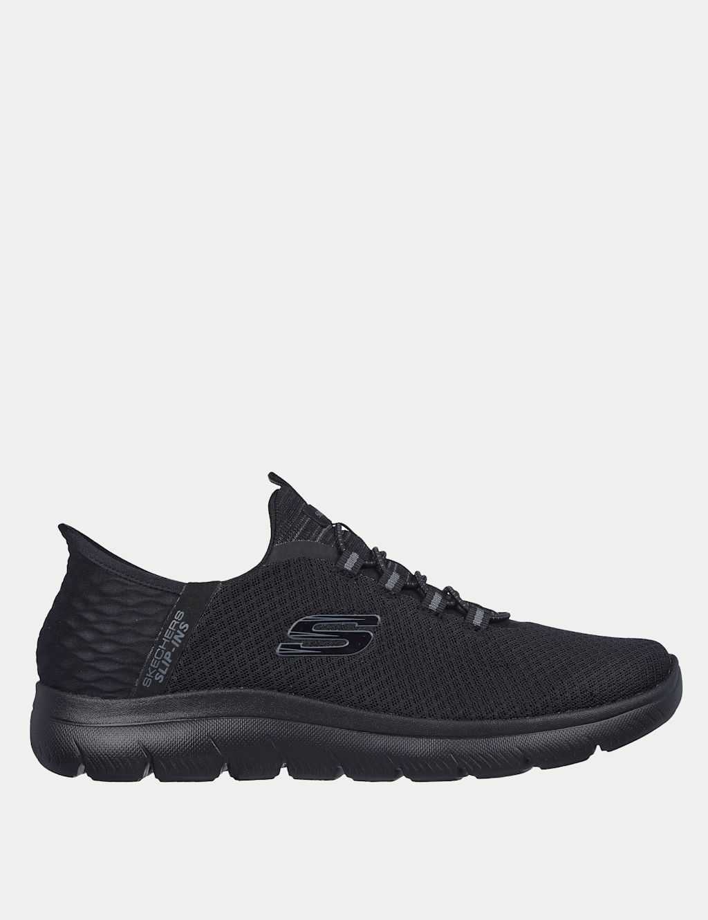 Skechers Wide Fit Summits High Range Slip-ins Trainers - 11 - Black/Black, Black/Black
