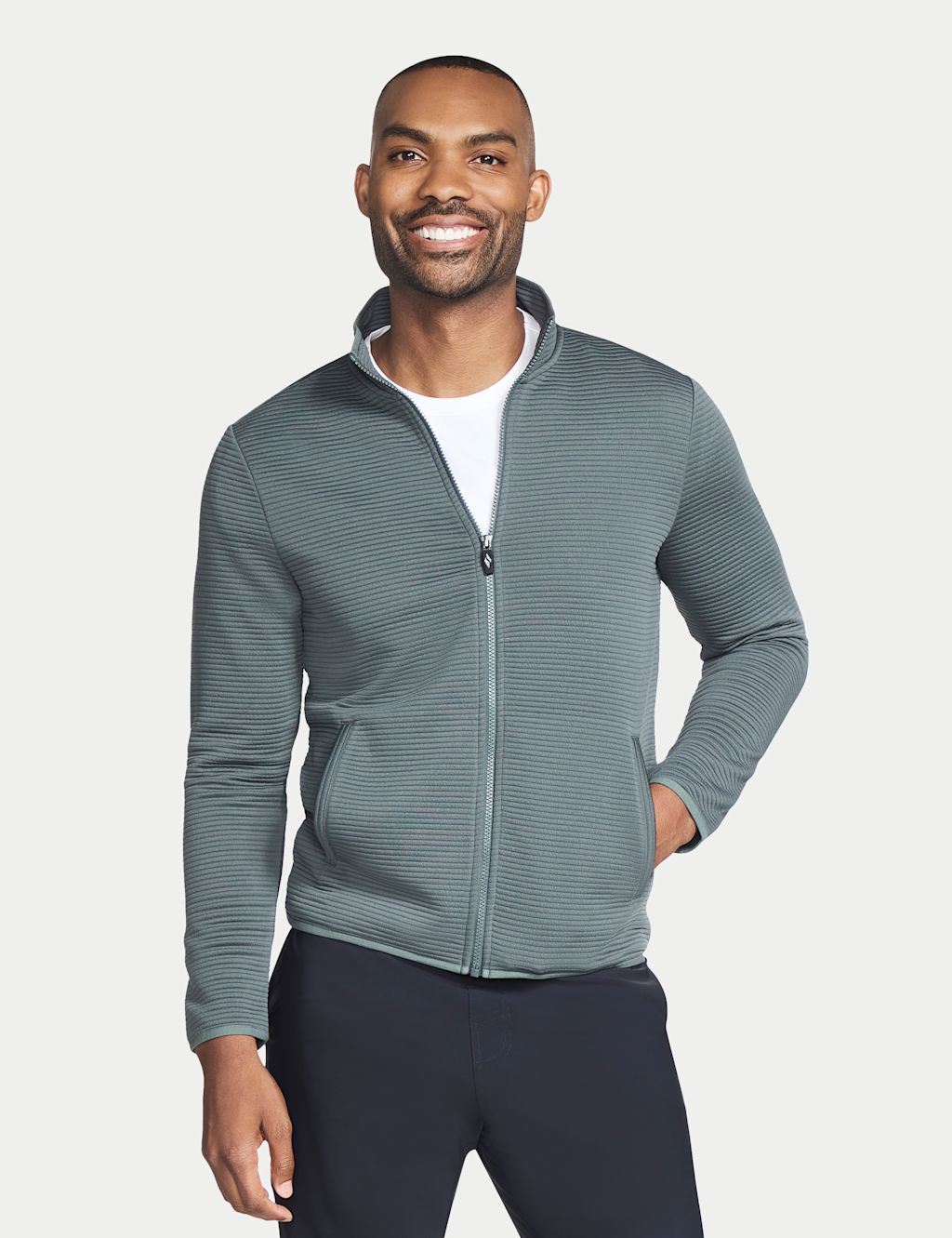Skechers The Hoodless Hoodie Ottoman Zip Up Jacket - Dark Green, Dark Green