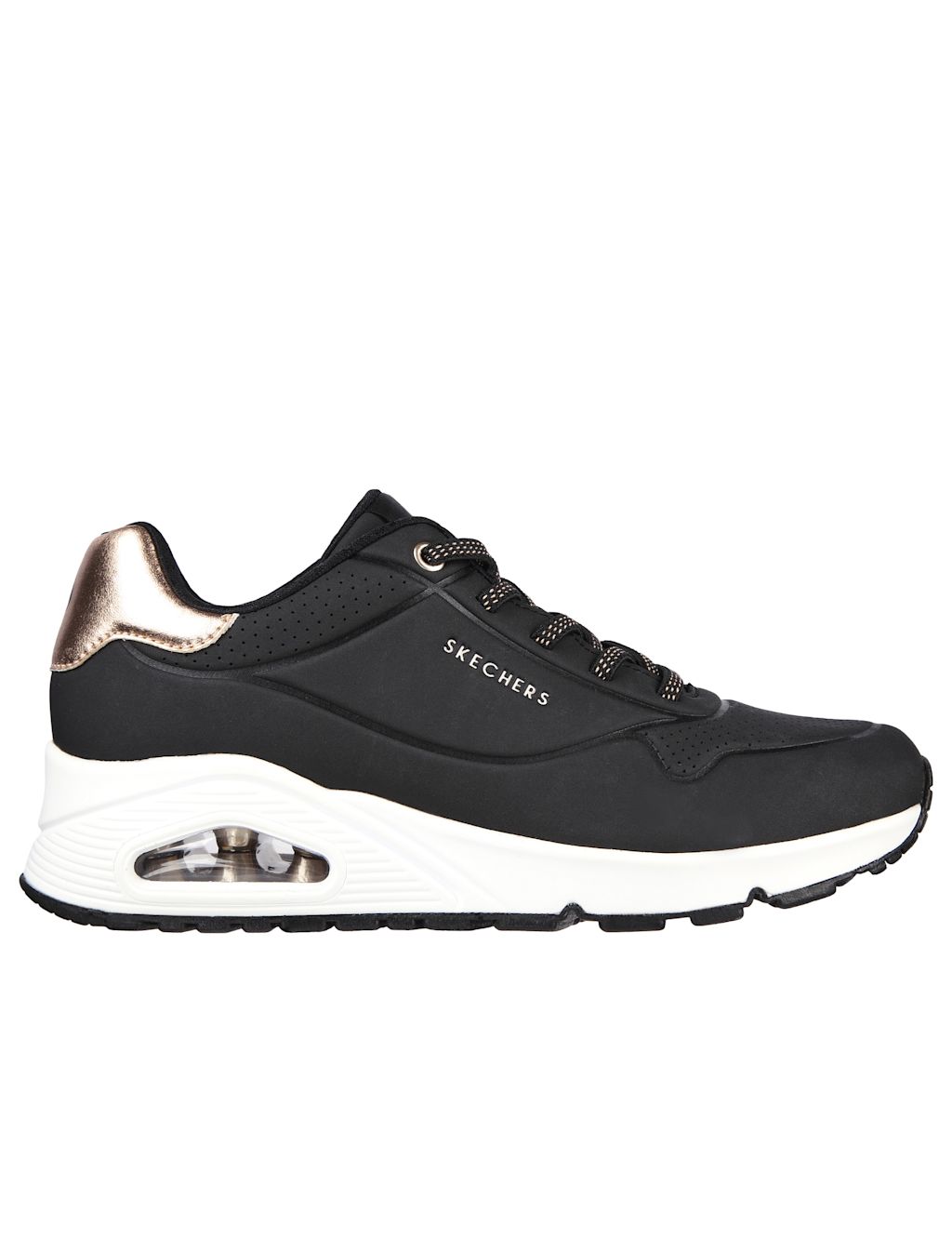Skechers Shimmer Away Wide Fit Chunky Plaform Trainers - 6 - Black, Black