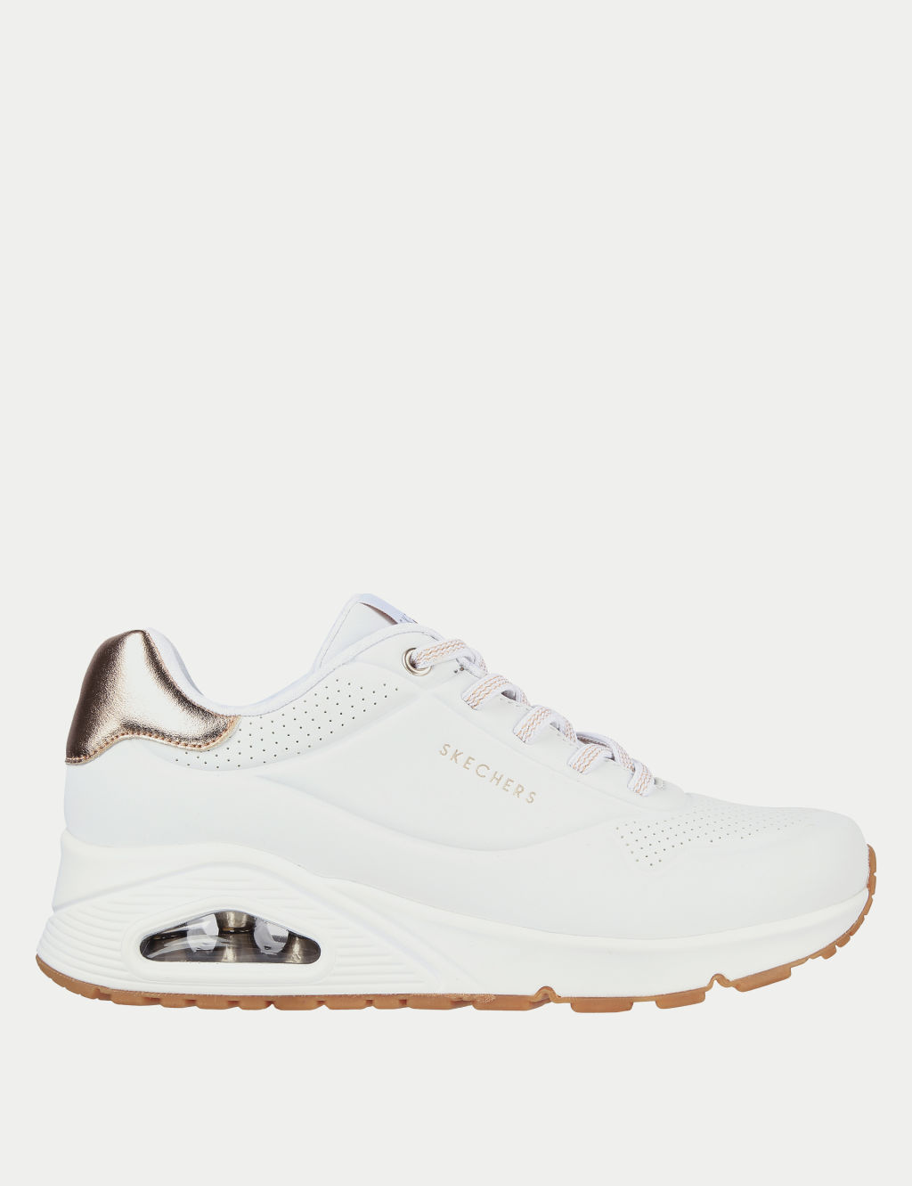 Skechers Shimmer Away Wide Fit Chunky Plaform Trainers - 6 - White, White