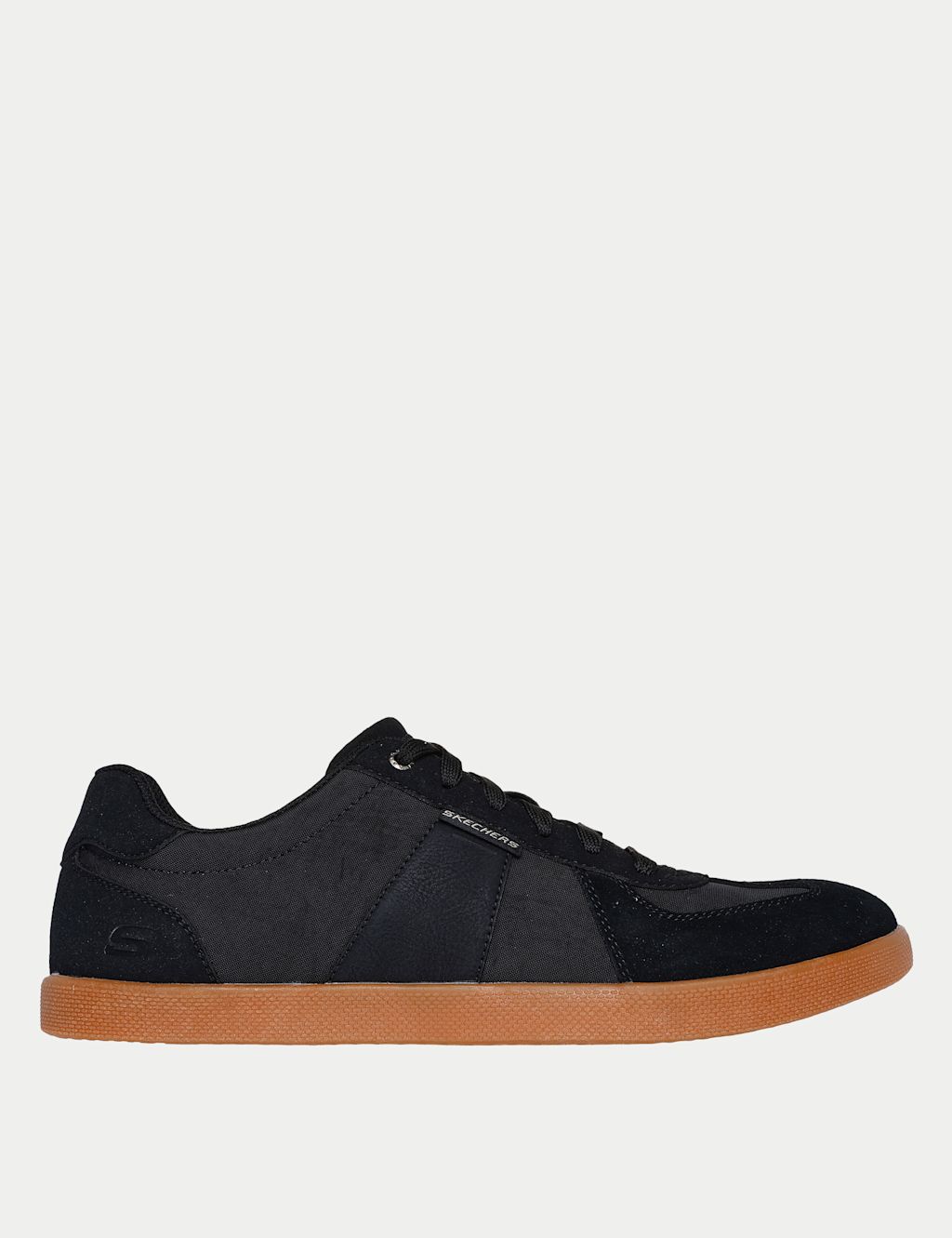 Skechers Faux Suede Lace Up Trainers - 10 - Black Mix, Black Mix