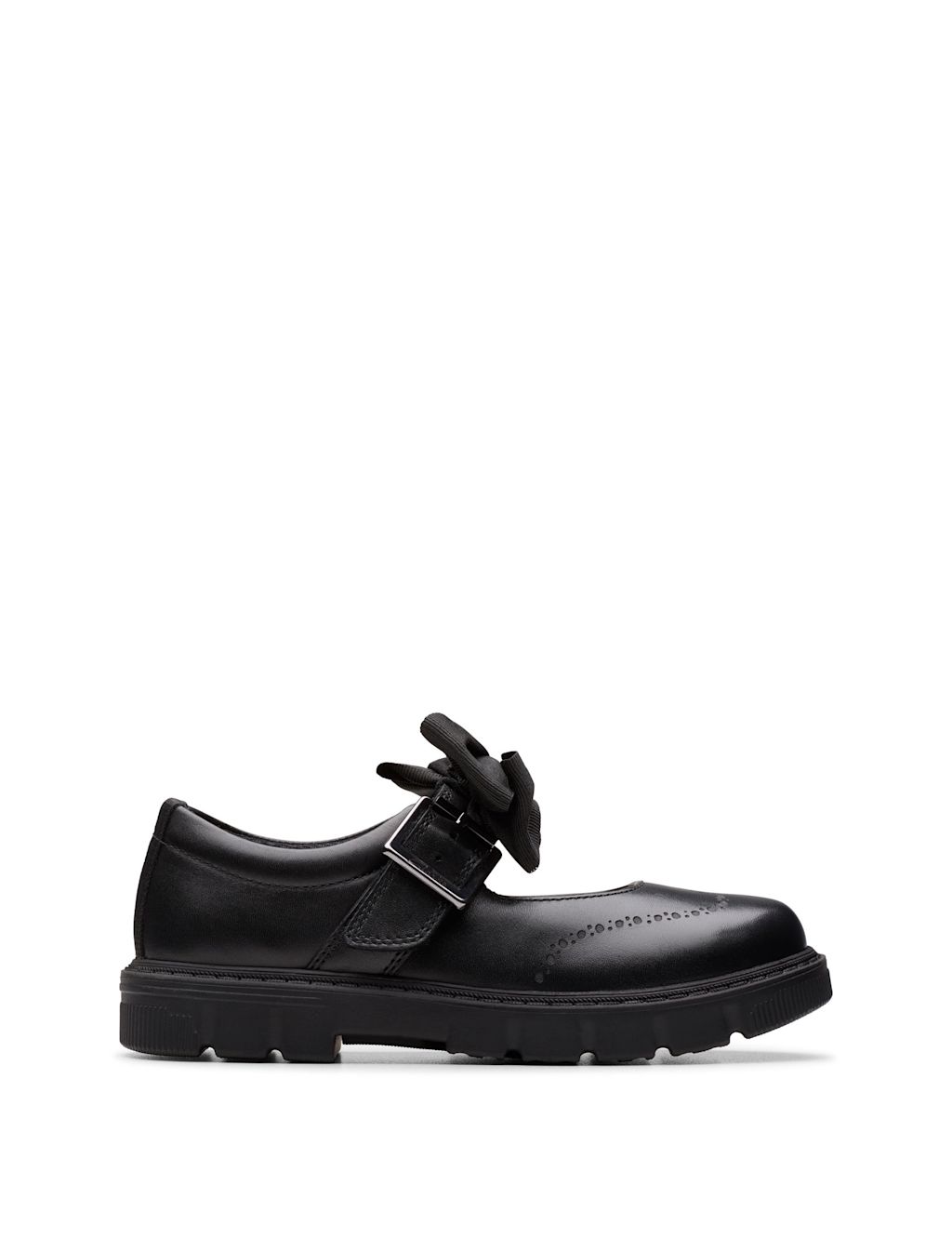 Clarks Leather Bow School Shoes (10 Small-2&frac12; Large) - 10 - Black, Black