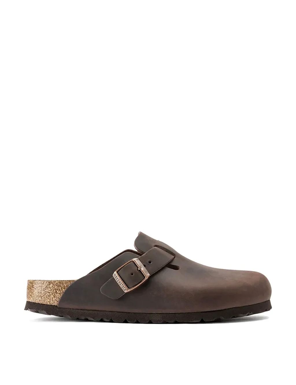 Birkenstock Boston Leather Buckle Flat Footbed Clogs - 10&frac12; - Brown, Brown