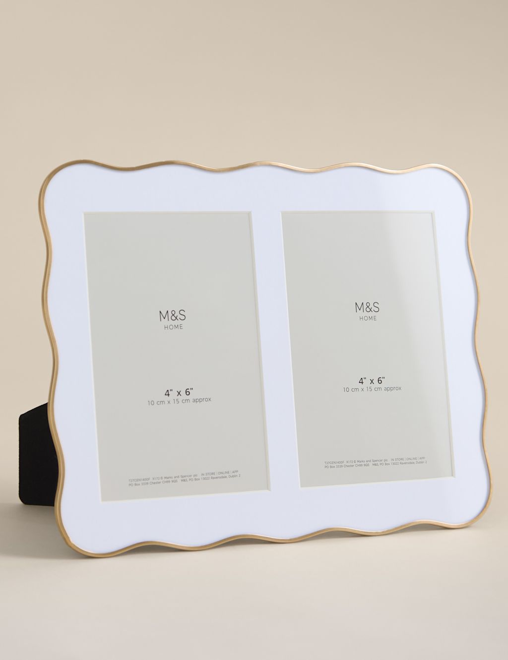 M&S Wiggle Double Photo Frame 4x6 inch - Gold, Gold