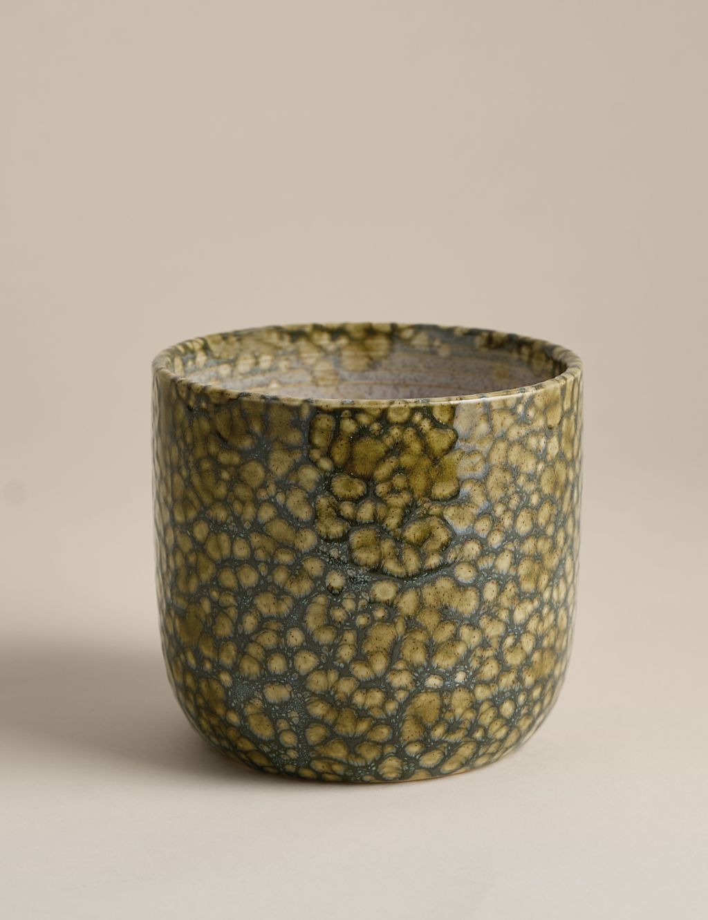 M&S Reactive Glaze Ceramic Planter - Dark Green, Dark Green