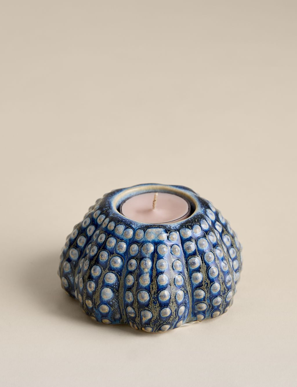 M&S Coastal Shell Tealight Holder - Blue, Blue