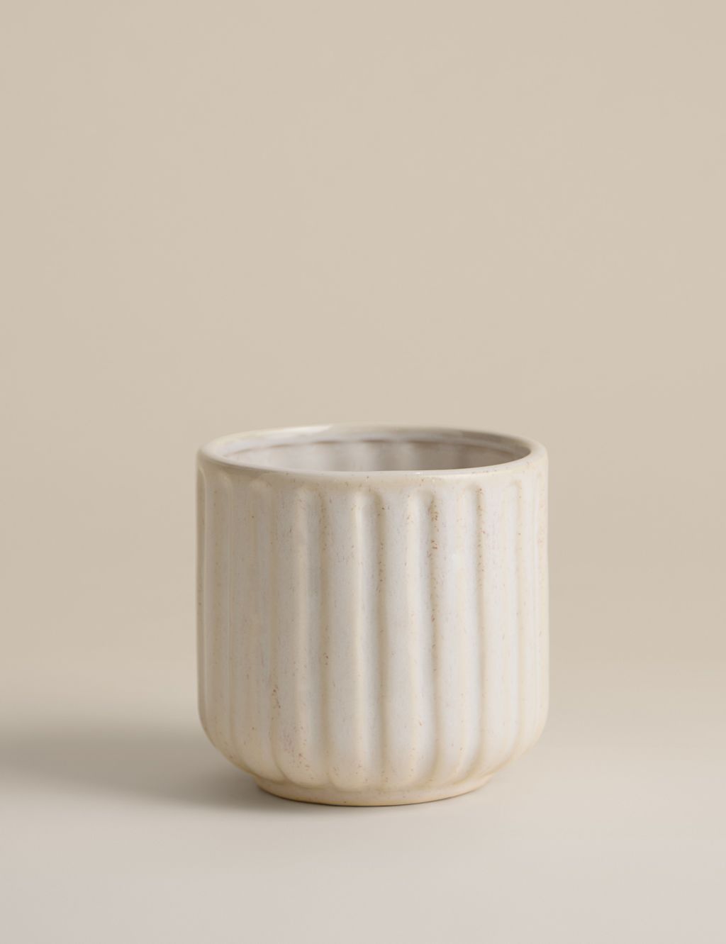 M&S Ridged Ceramic Planter - Neutral, Neutral
