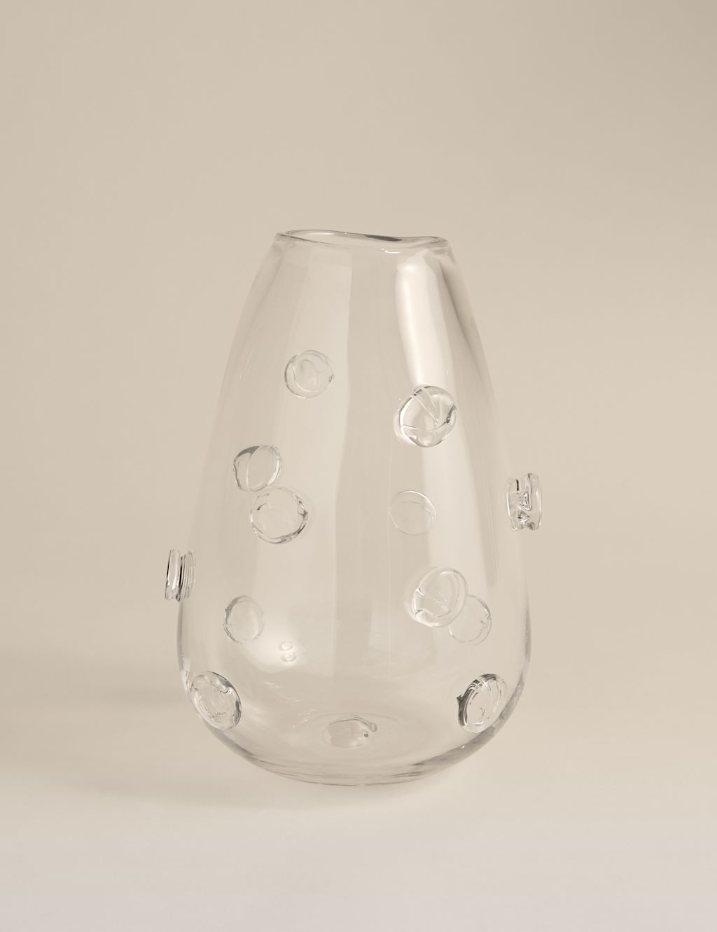 M&S 3D Raised Bobble Glass Vase - Clear, Clear