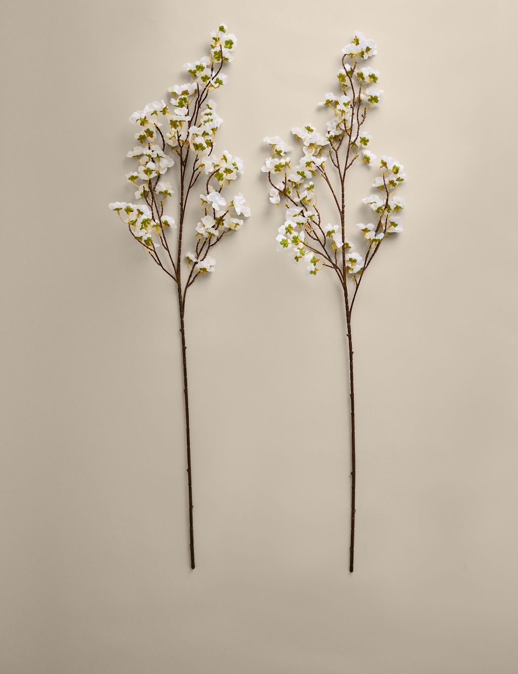 M&S Set of 2 Artificial Cherry Blossom Single Stems - White Mix, White Mix