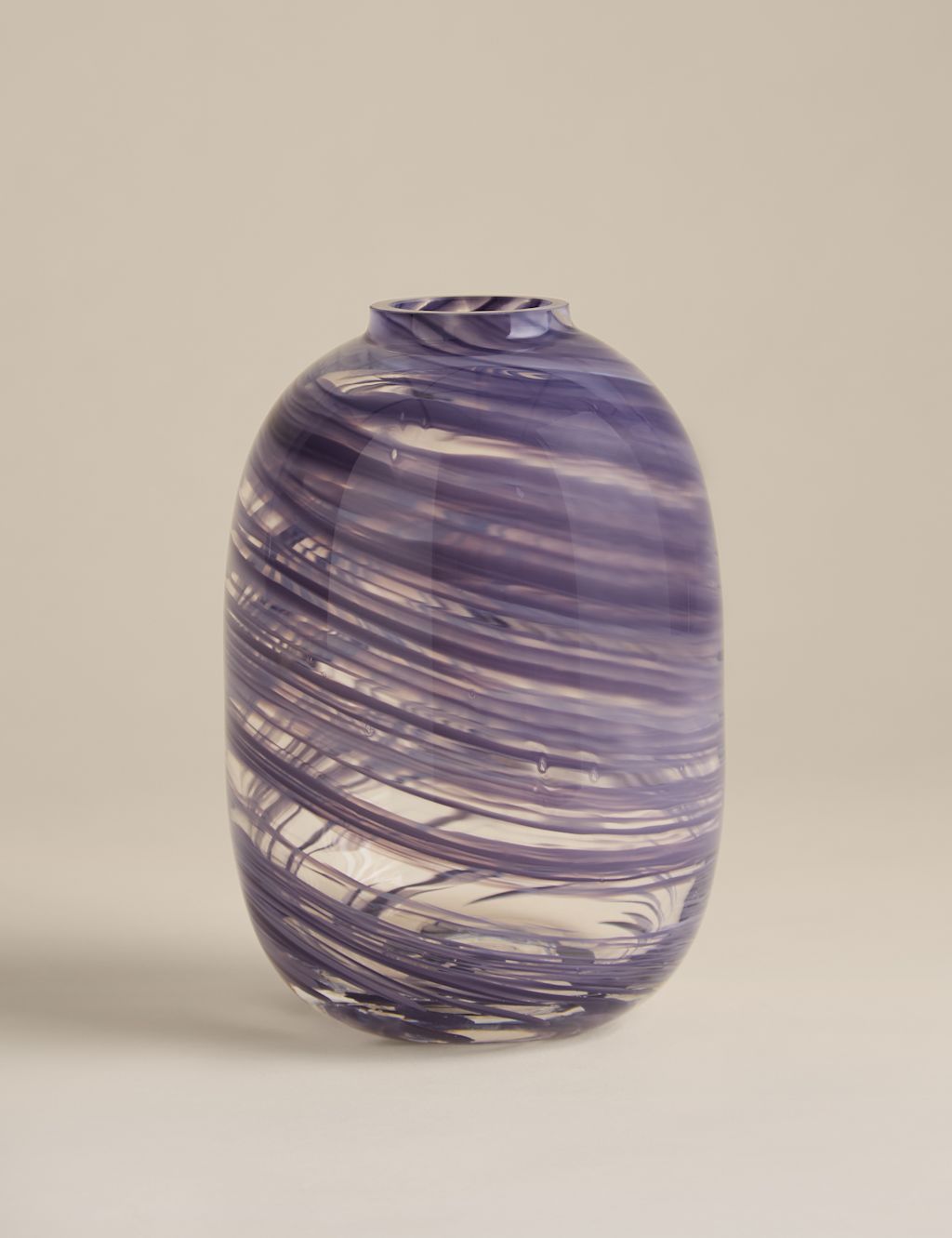 M&S Medium Swirl Glass Vase - Blue, Blue