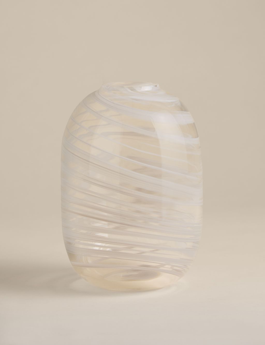 M&S Medium Swirl Glass Vase - Beige, Beige
