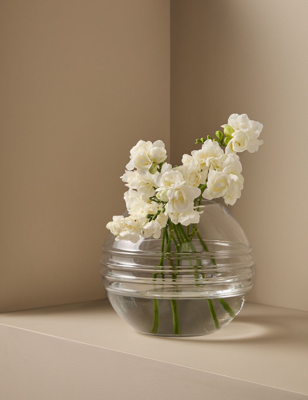 M&S X Kelly Hoppen Textured Globe Glass Vase - Clear, Clear