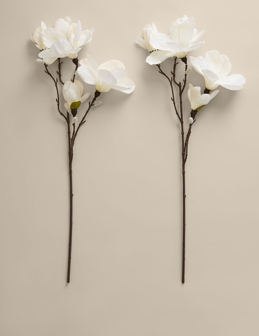 M&S Set of 2 Artificial Magnolia Single Stems - White Mix, White Mix