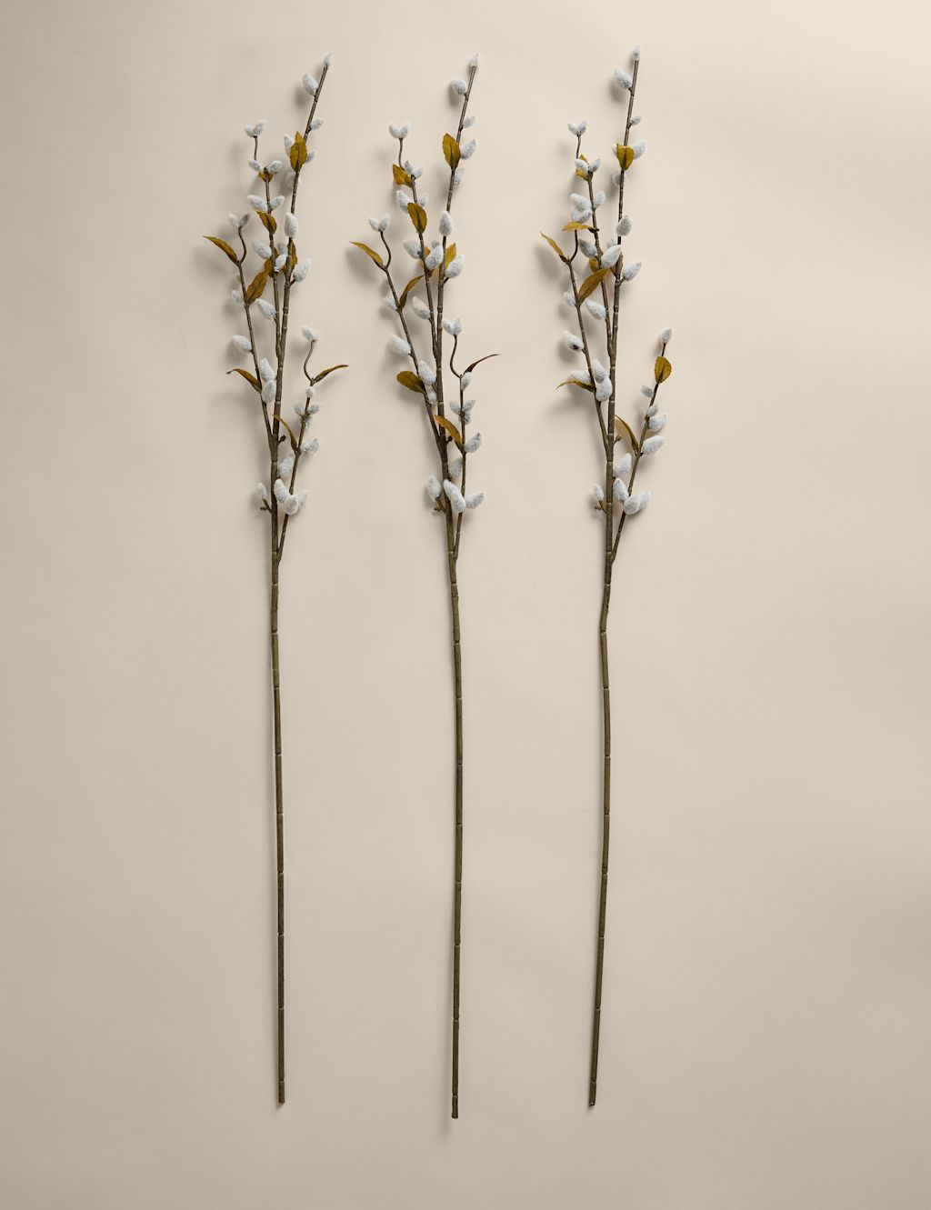 M&S Set of 3 Artificial Willow Single Stems - White Mix, White Mix