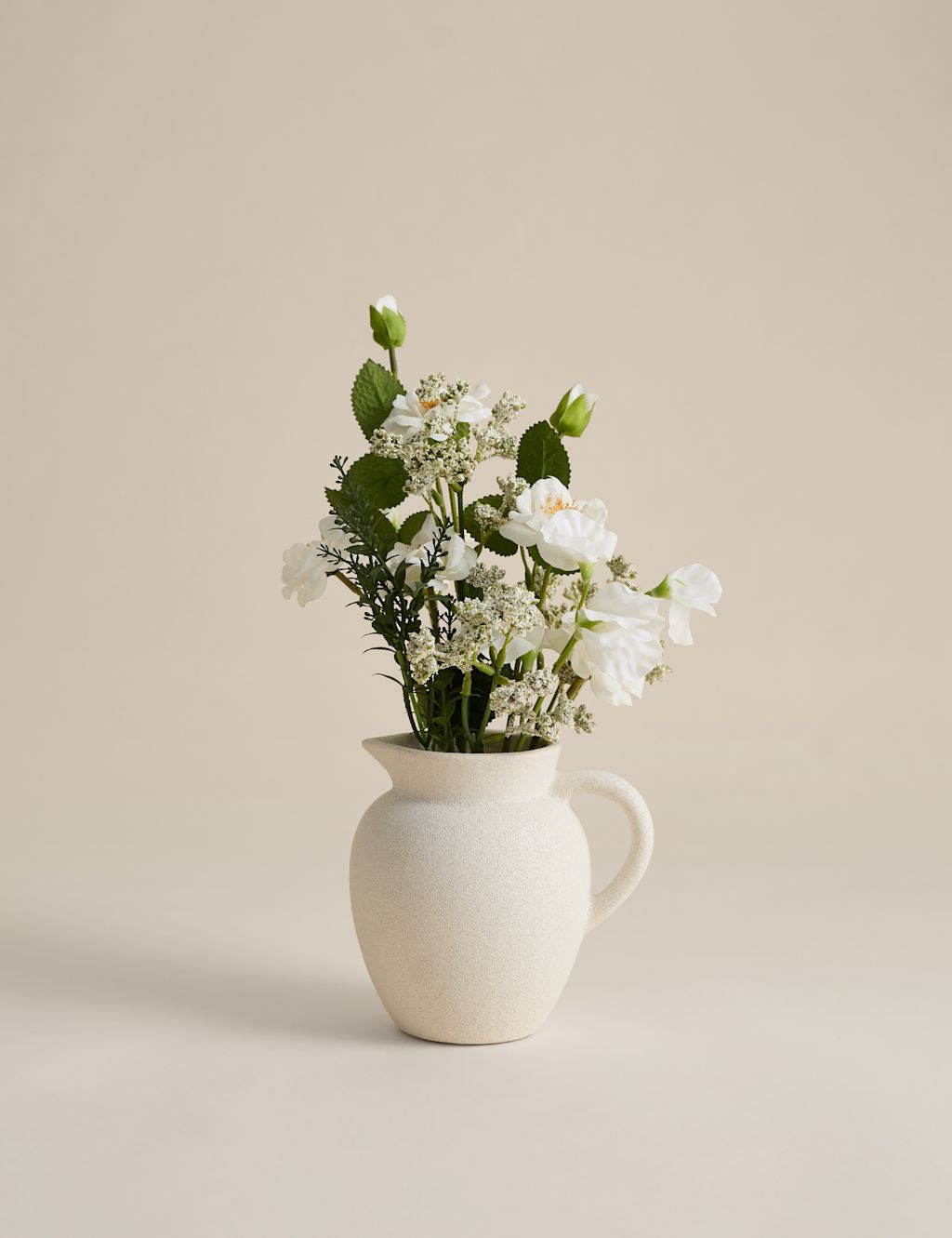 M&S Artificial Floral Arrangement in Ceramic Jug - Neutral, Neutral