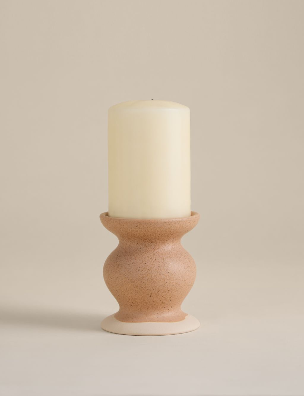 M&S Shaped Ceramic Pillar Candle Holder - Multi, Multi