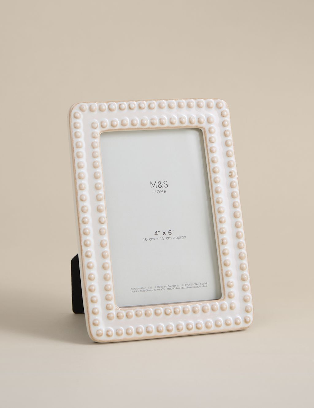 M&S Ceramic Bobble Photo Frame 4x6 inch - Cream, Cream