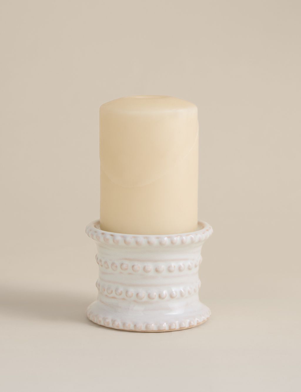 M&S Bobble Pillar Candle Holder - Neutral, Neutral