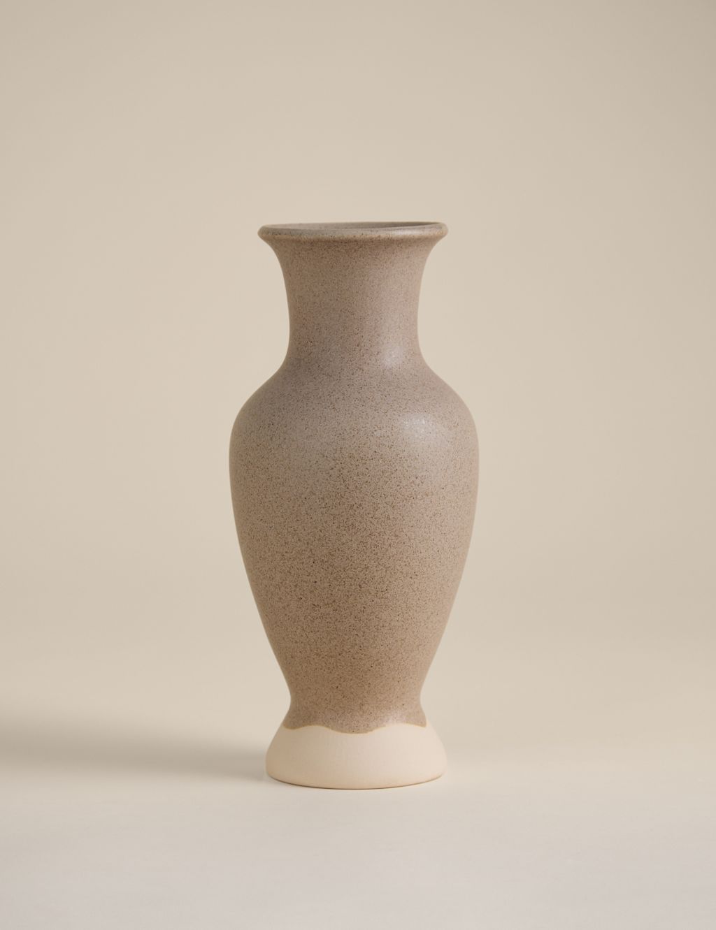 M&S Shaped Dipped Ceramic Vase - Soft White, Soft White