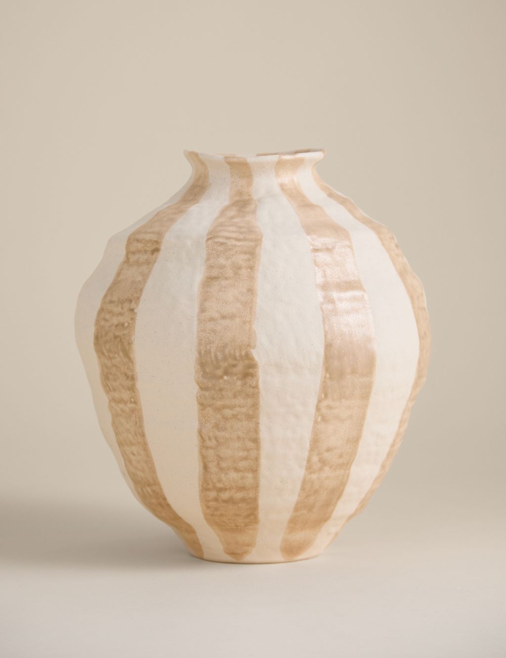M&S Striped Ceramic Vase - Neutral, Neutral