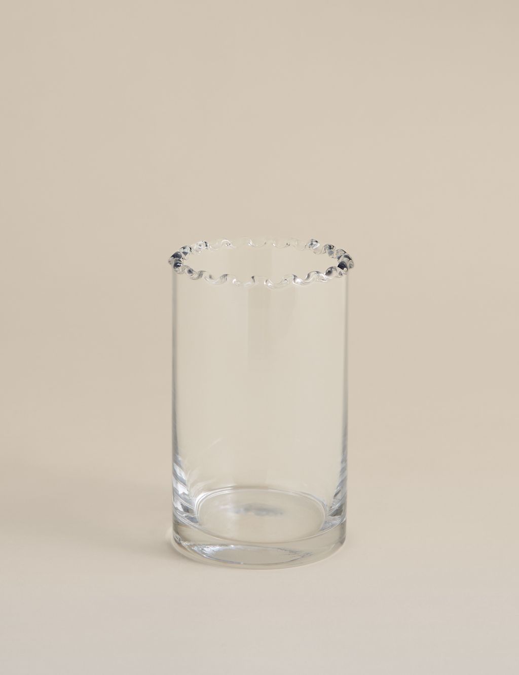 M&S Small Cylinder Frill Top Glass Vase - Clear, Clear