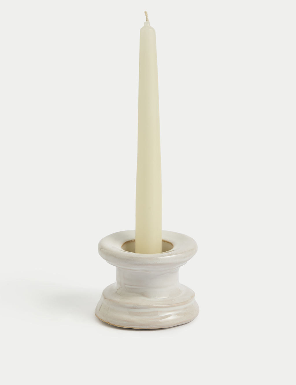 M&S Ceramic Dinner Candle & Tealight Holder - 1SIZE - White, White