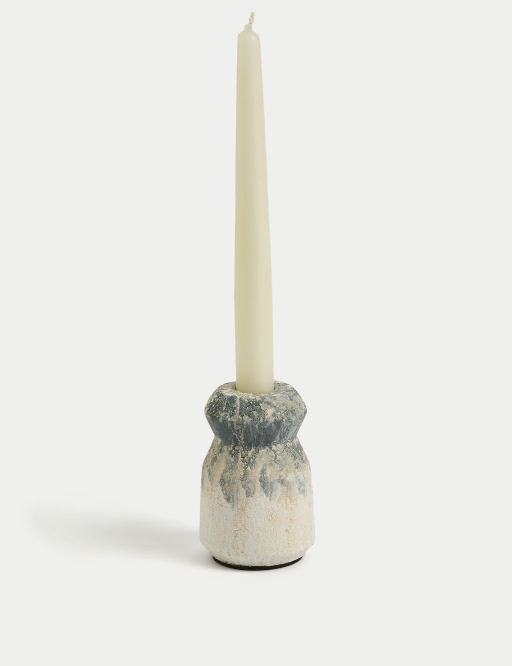 M&S X Fired Earth Concrete Dinner Candle Holder - 1SIZE - Blue Mix, Blue Mix