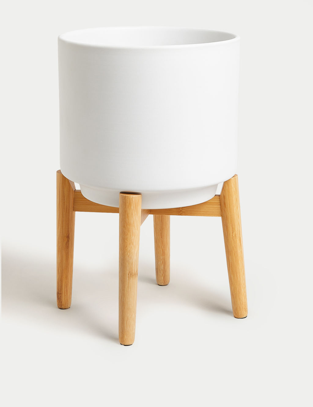 M&S Large Ceramic Planter with Stand - White, White