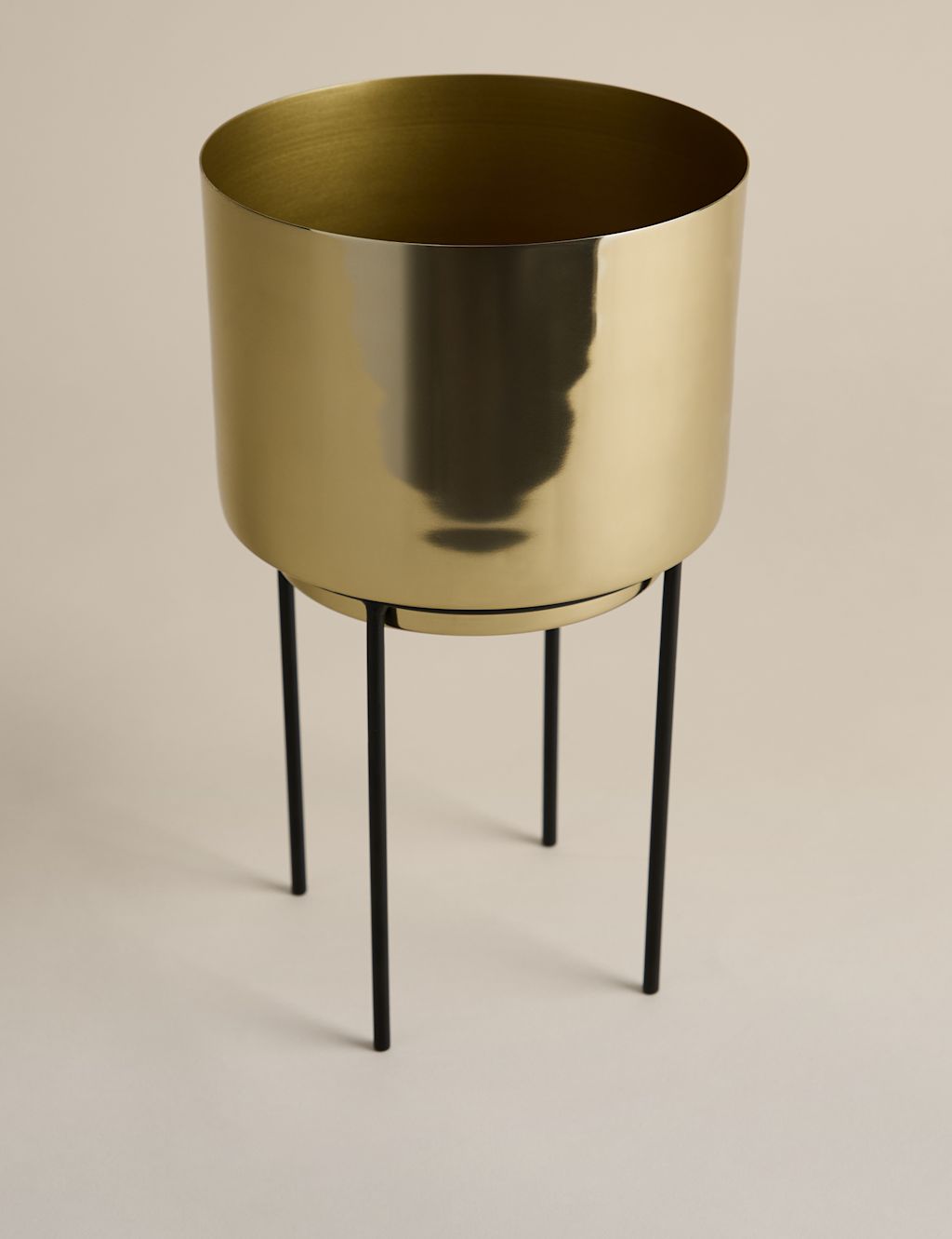 M&S Medium Gold Planter with Stand, Gold