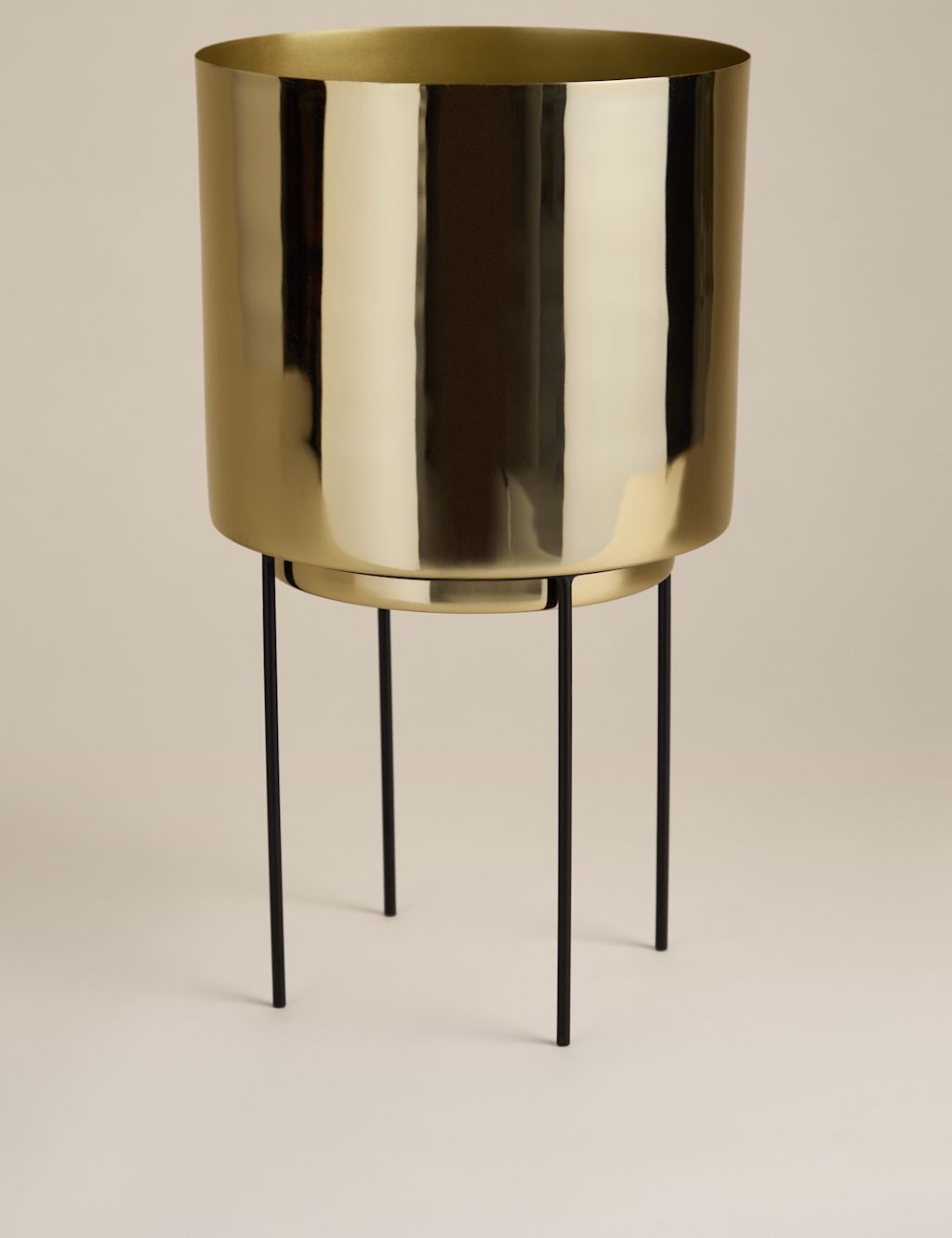 M&S Large Gold Planter with Stand, Gold